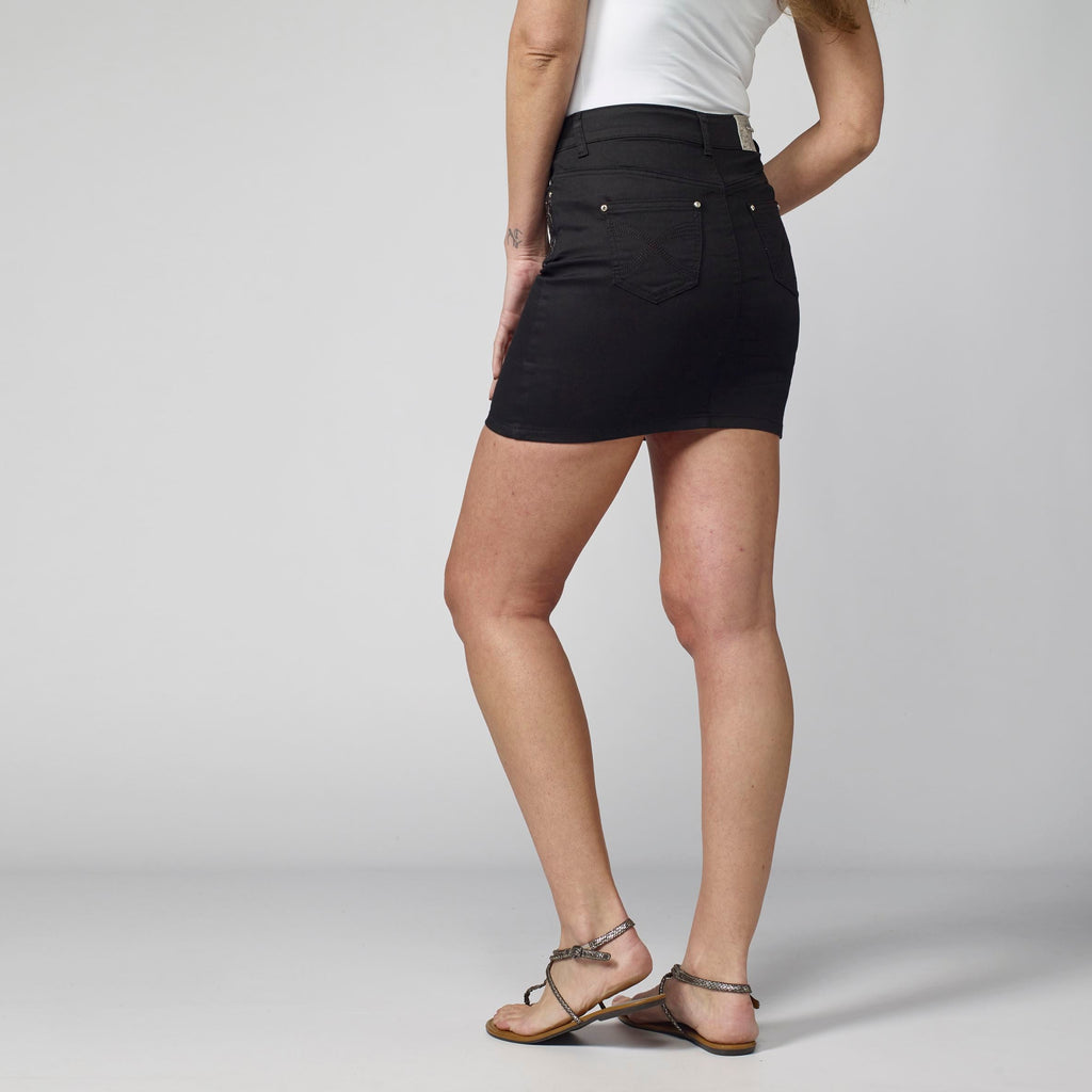 Falda Mujer de Twill con Bordados en Lúrex y Puntilla – Koroshi 2012FA03