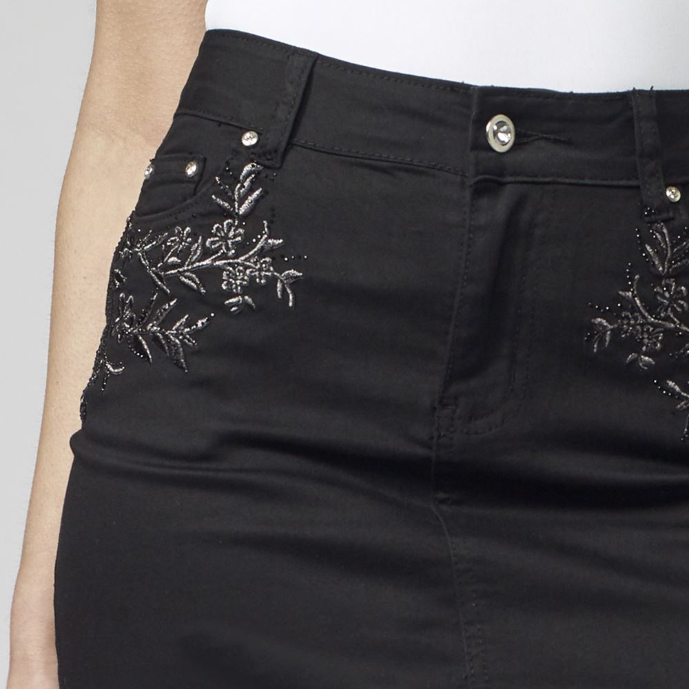 Falda Mujer de Twill con Bordados en Lúrex y Puntilla – Koroshi 2012FA03