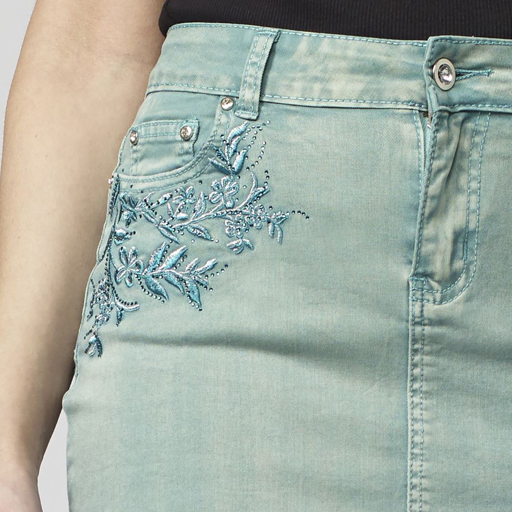 Falda Mujer de Twill con Bordados en Lúrex y Puntilla – Koroshi 2012FA03