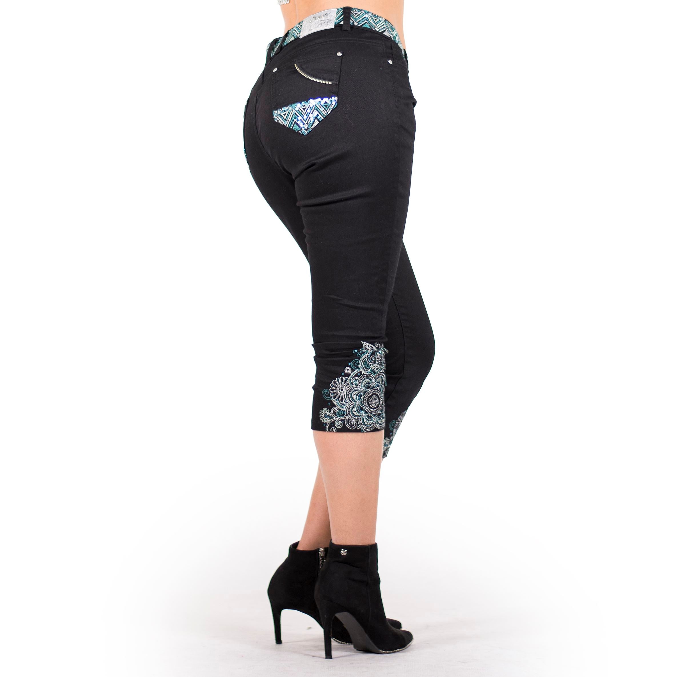 Pantalón Pirata Mujer Slim Fit con Bordado de Mandalas – Koroshi 2012PS08