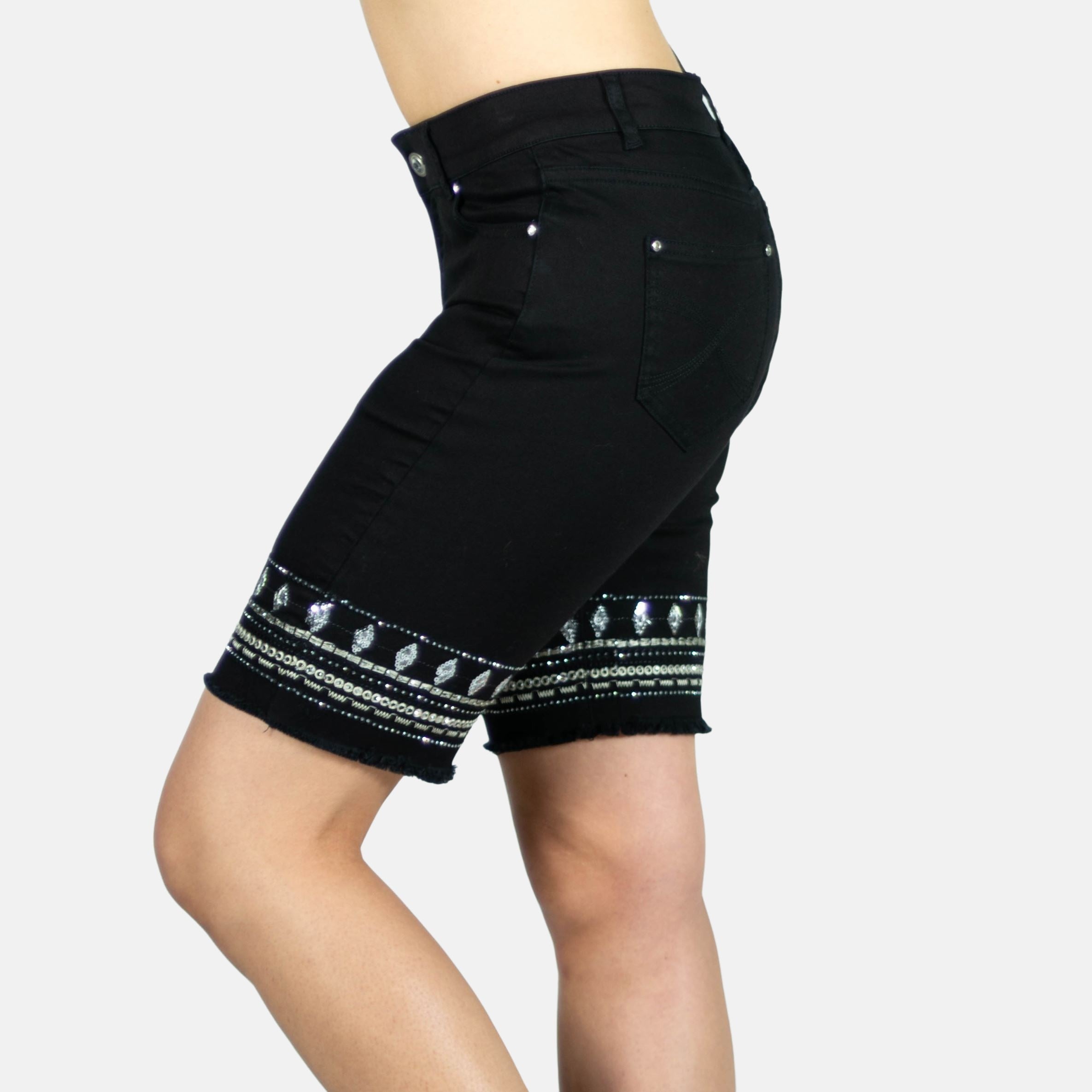 Short Mujer Algodón Elástico Bordados y Lentejuelas – Koroshi 2012PS35