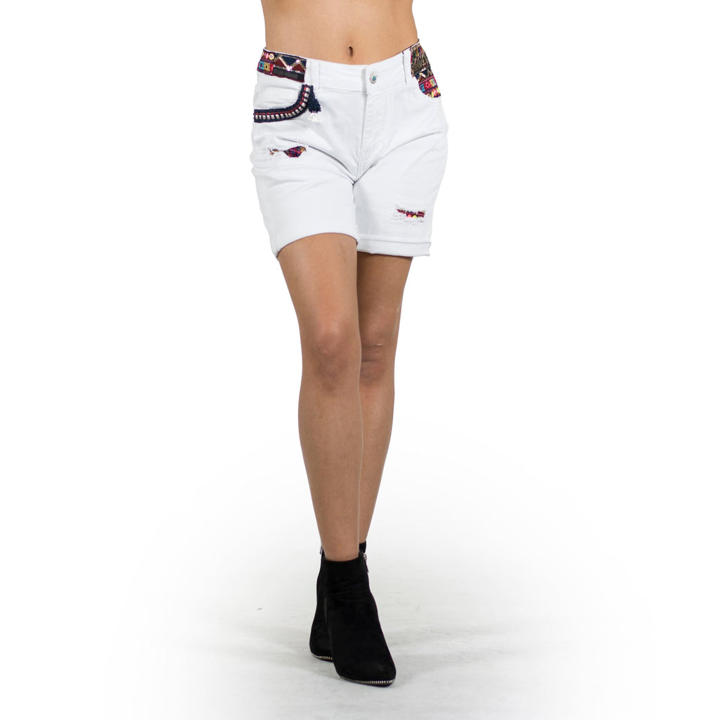 Short Mujer Twill Detalles Étnicos y Rotos – Koroshi 2012PS54
