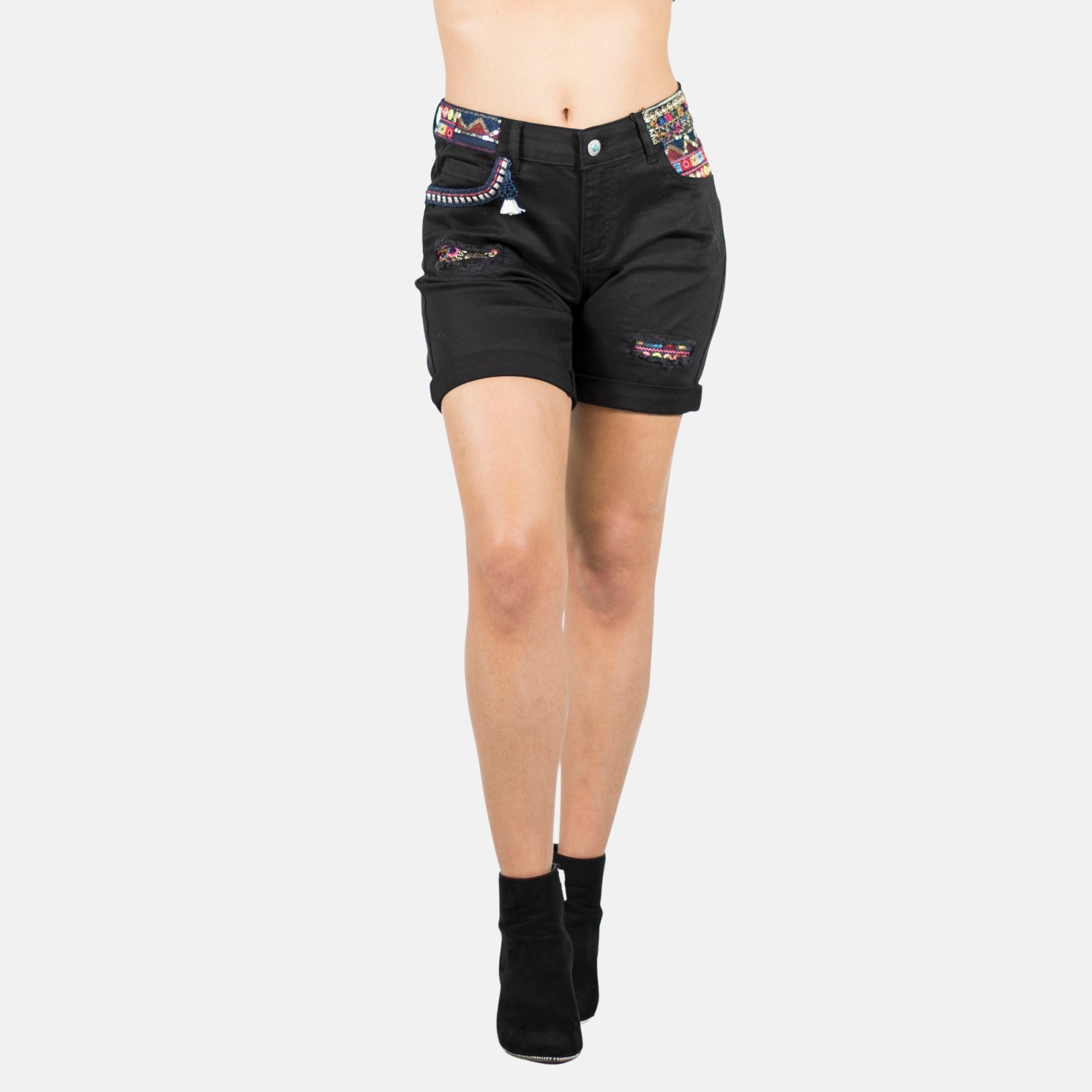 Short Mujer Twill Detalles Étnicos y Rotos – Koroshi 2012PS54
