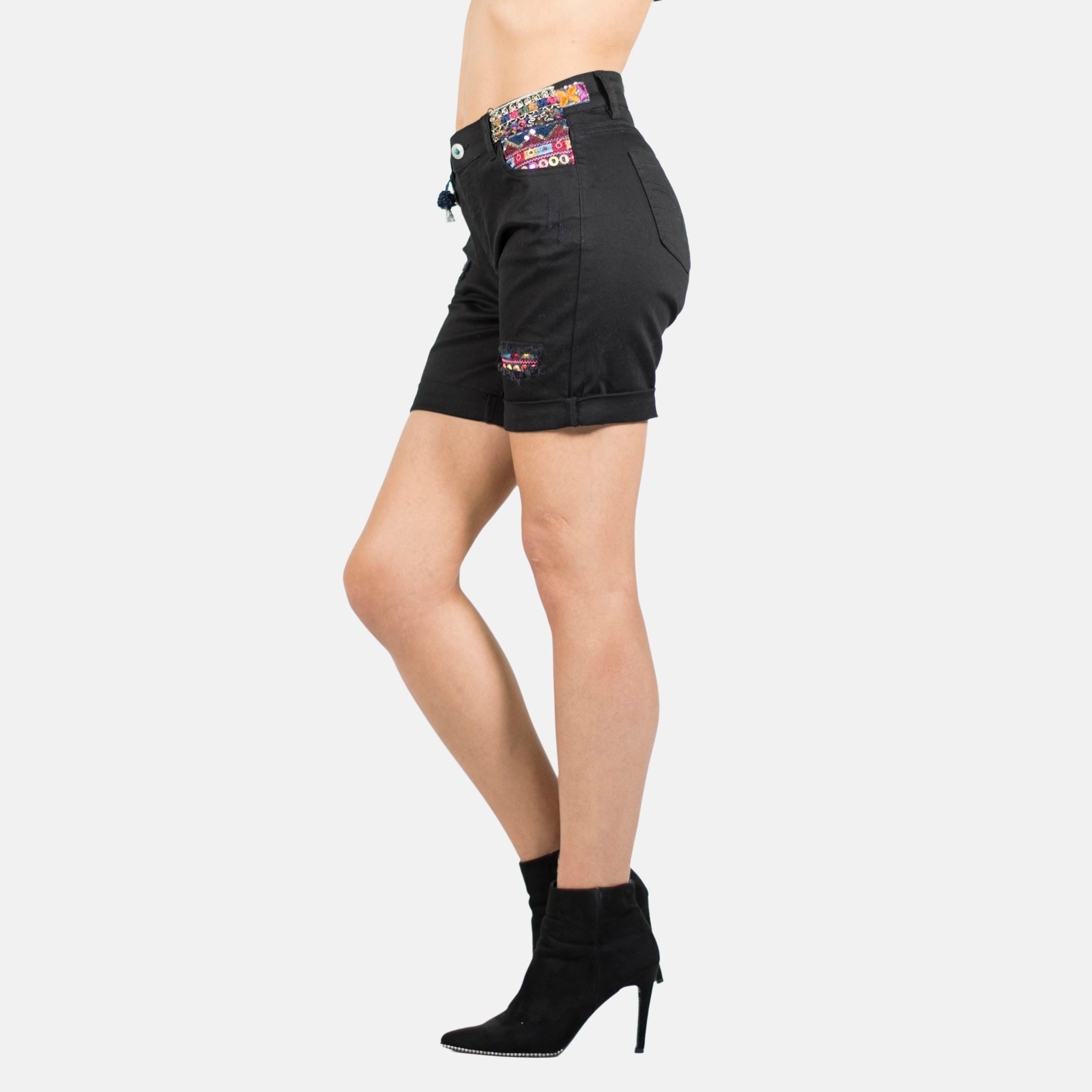 Short Mujer Twill Detalles Étnicos y Rotos – Koroshi 2012PS54