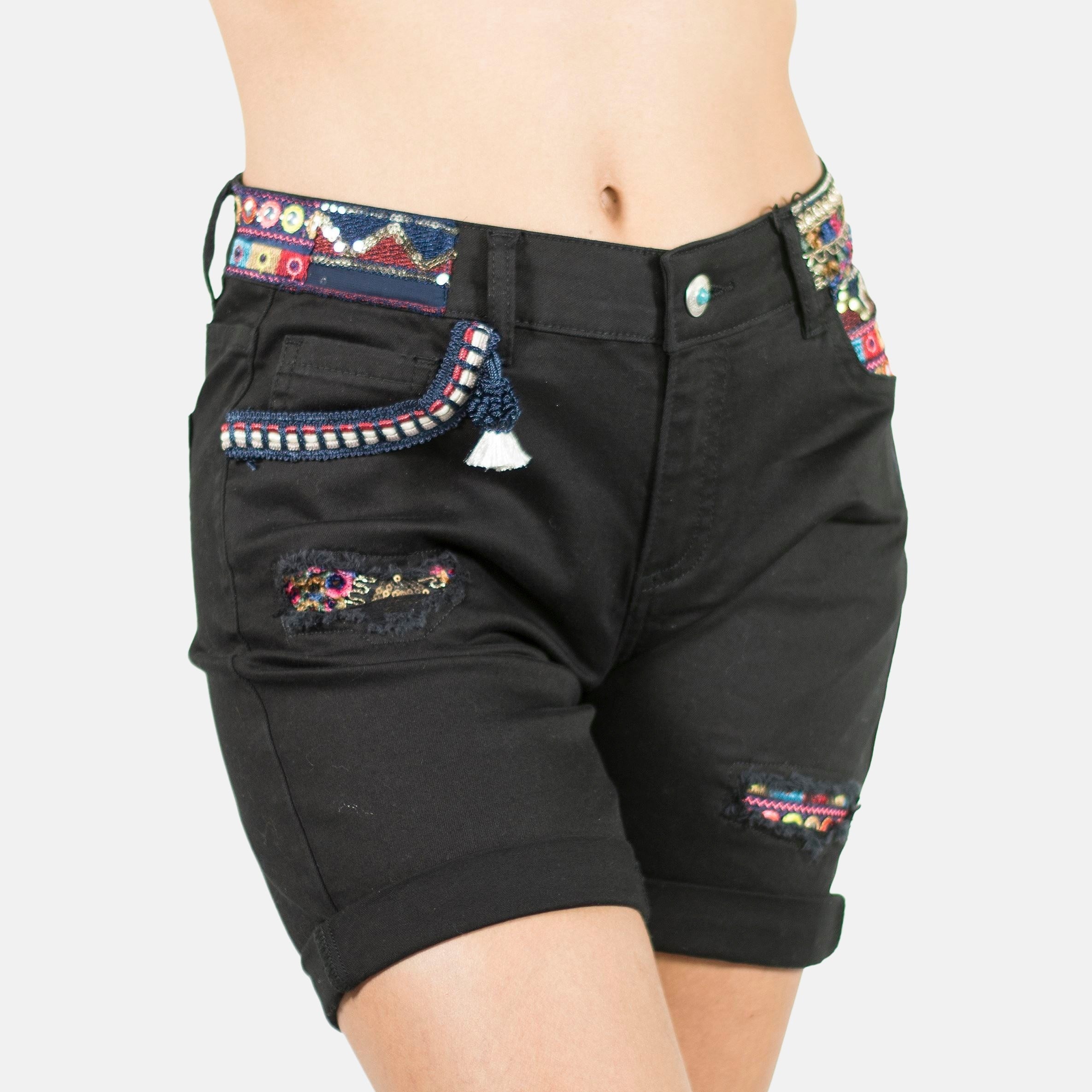 Short Mujer Twill Detalles Étnicos y Rotos – Koroshi 2012PS54