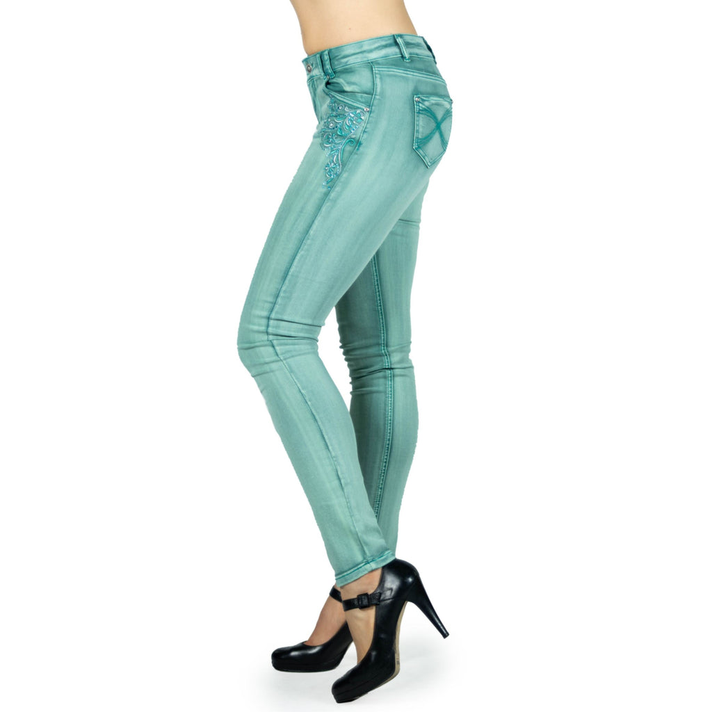 Pantalón Largo Slim Mujer Bordado con Cristales – Koroshi 2012PT01