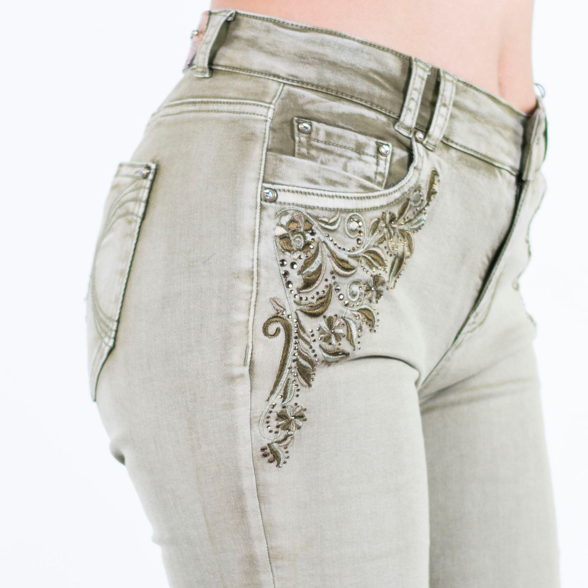 Pantalón Largo Slim Mujer Bordado con Cristales – Koroshi 2012PT01