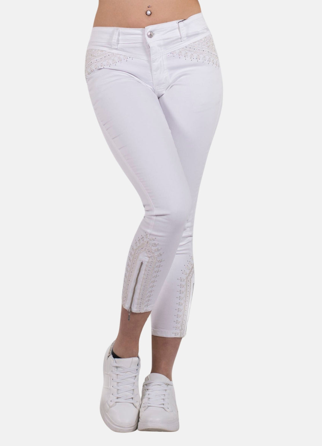Pantalón Slim Denim Mujer Bordados y Cristales – Koroshi 2012PT04