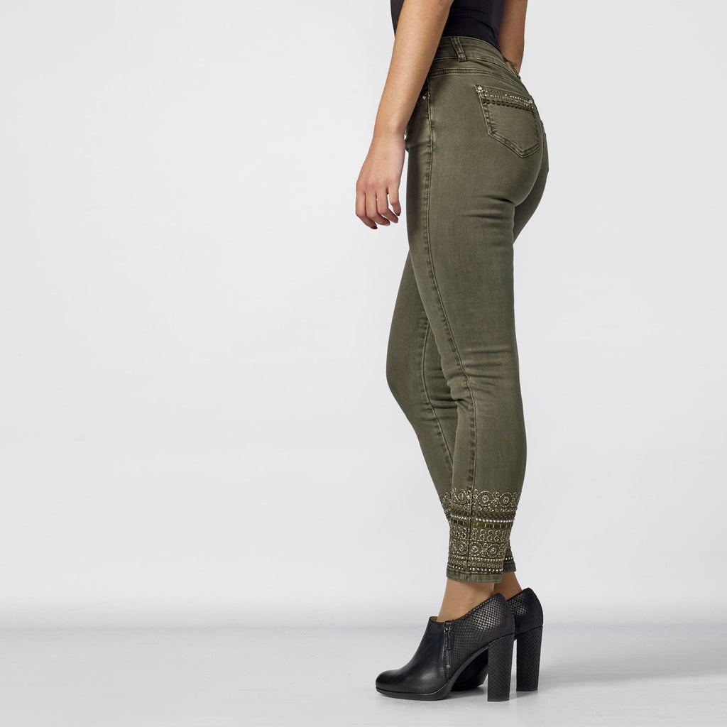 Pantalón Tobillero Slim Mujer con Bordado Étnico – Koroshi 2012PT23
