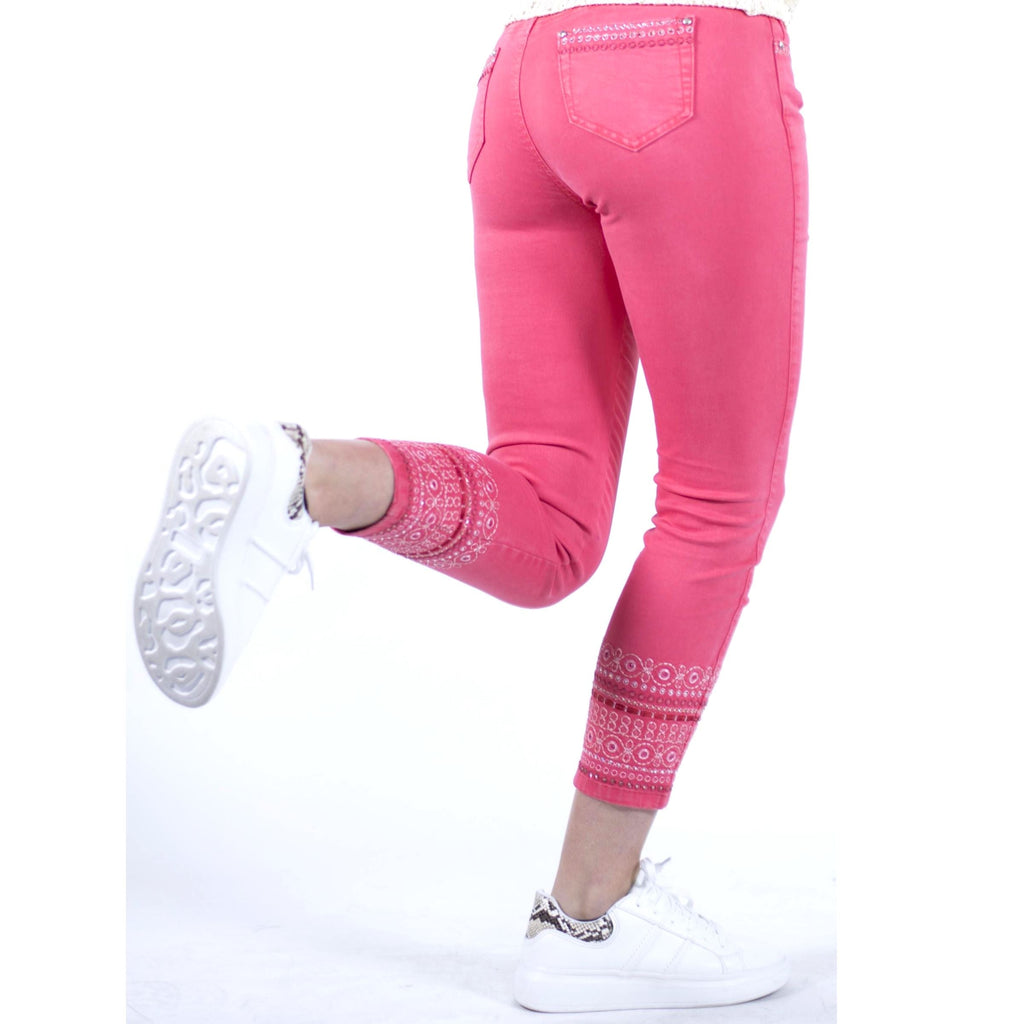 Pantalón Tobillero Slim Mujer con Bordado Étnico – Koroshi 2012PT23