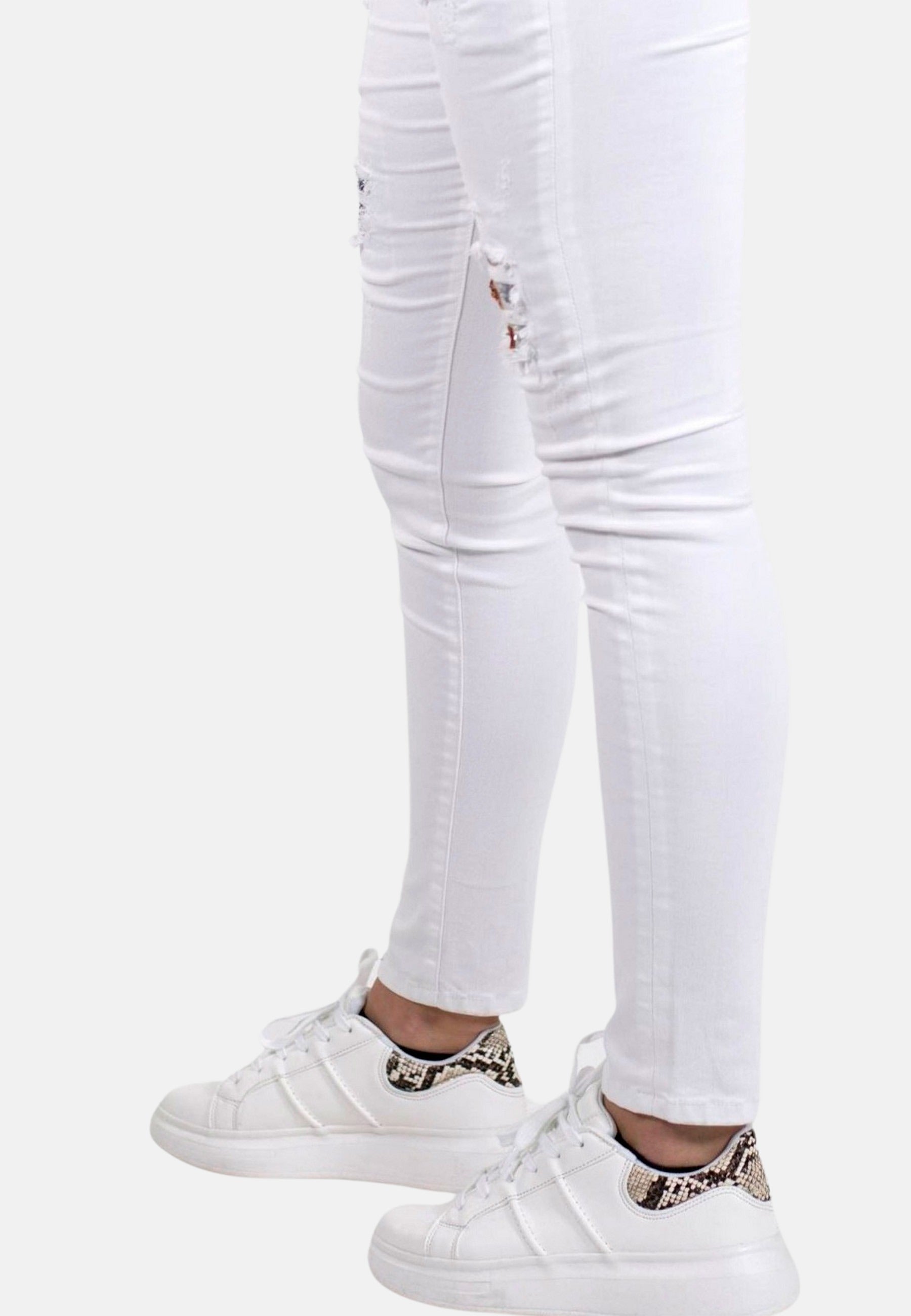 Pantalón Skinny Mujer Efecto Roto con Parches Étnicos – Koroshi 2012PT35
