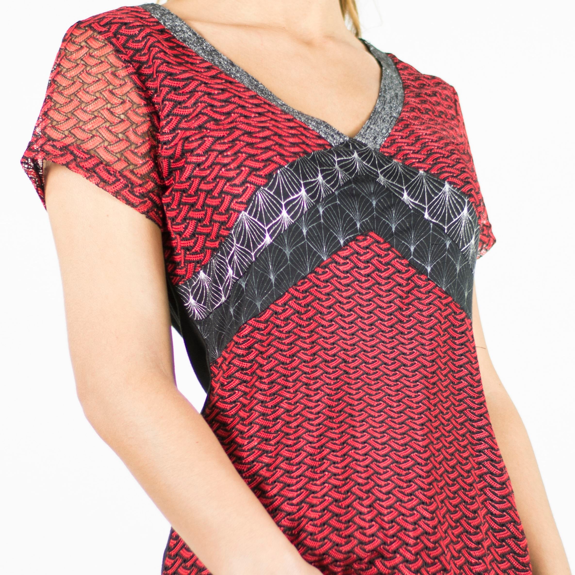 Top Mujer Escote Pico Manga Corta Viscosa – Koroshi 2012TP08