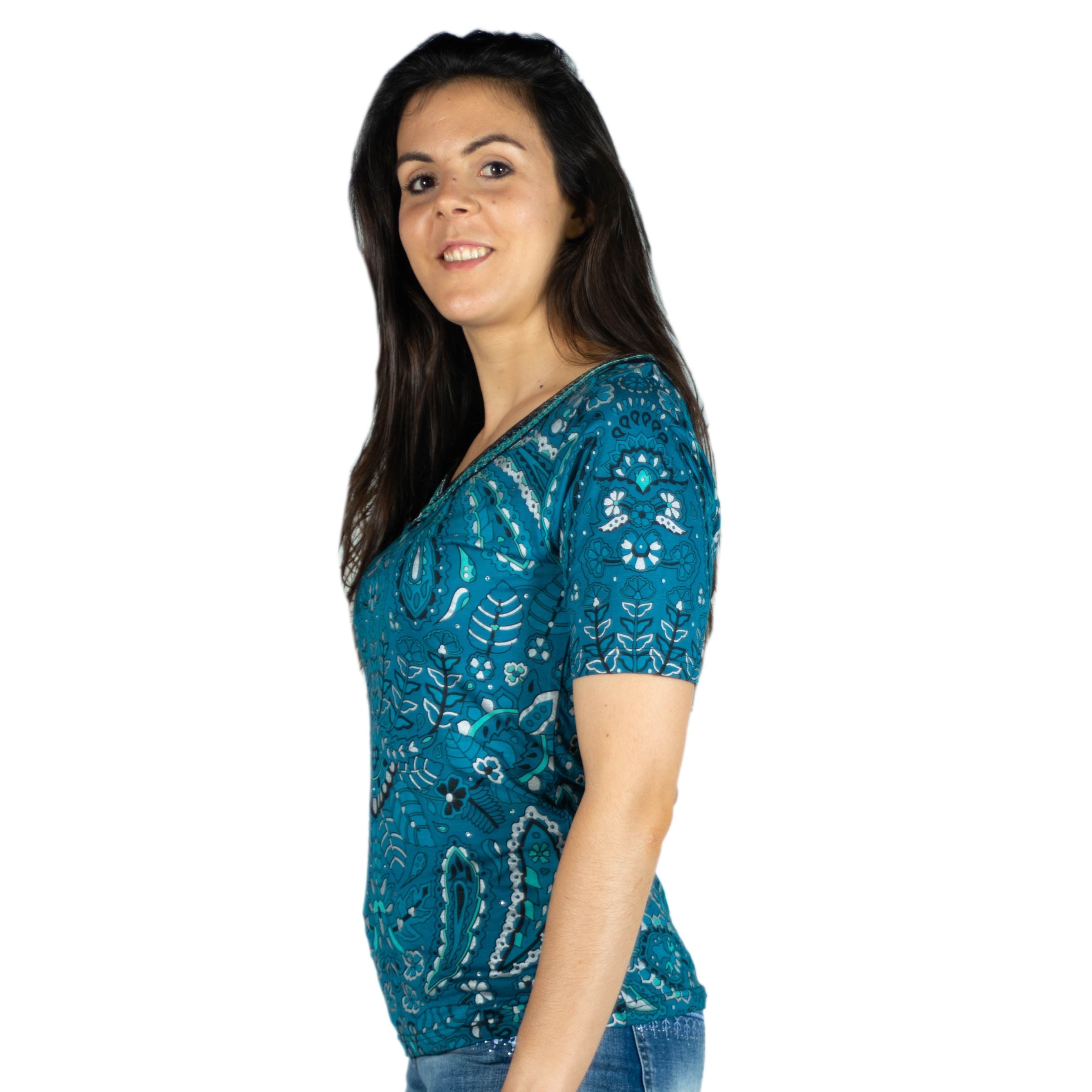 Top Mujer Estampado Foil con Aplicaciones de Cristal – Koroshi 2012TP14