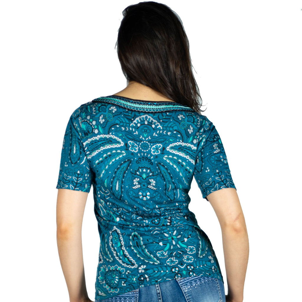 Top Mujer Estampado Foil con Aplicaciones de Cristal – Koroshi 2012TP14