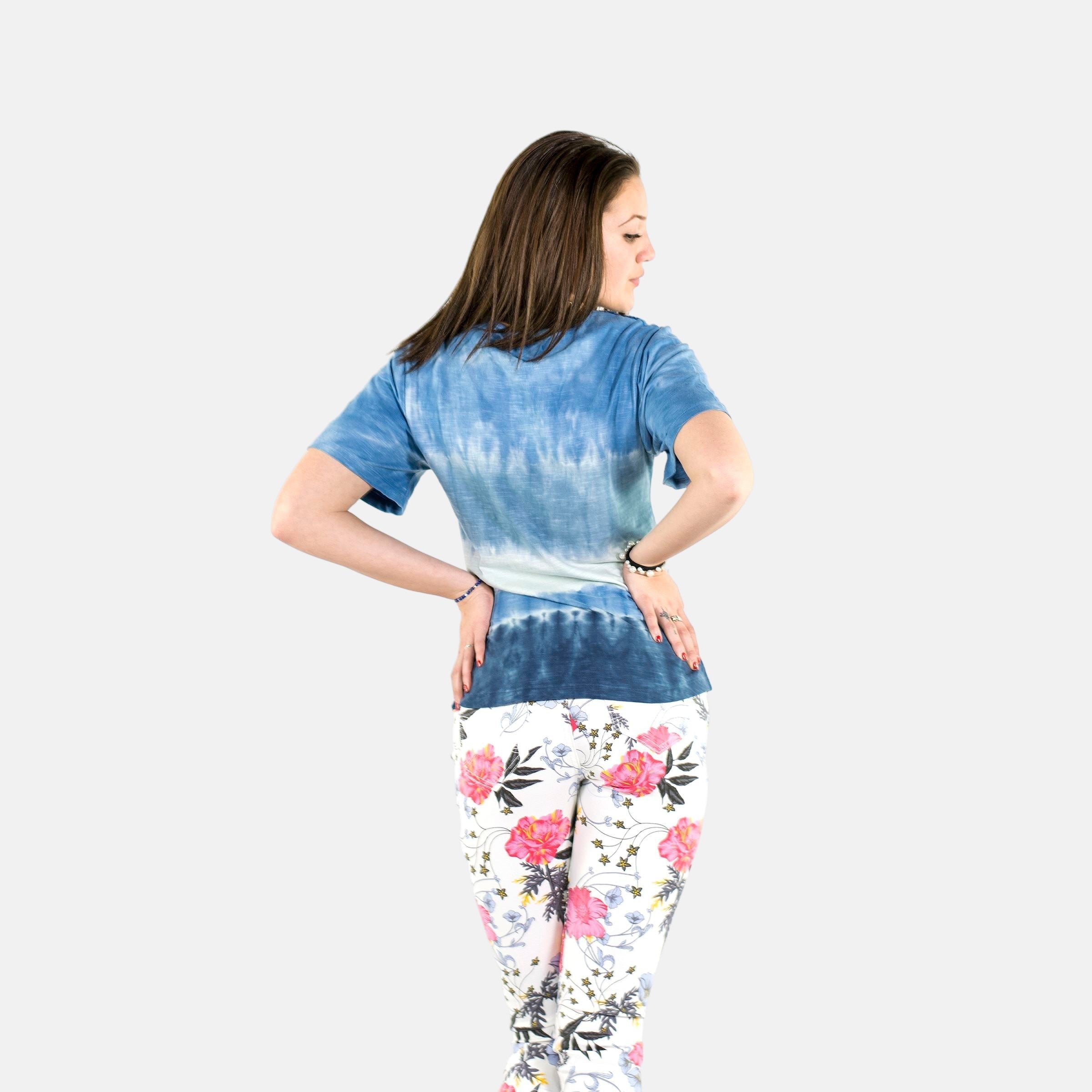 Camiseta Top Mujer Tie-Dye con Guipur en Escote – Koroshi 2012TP44