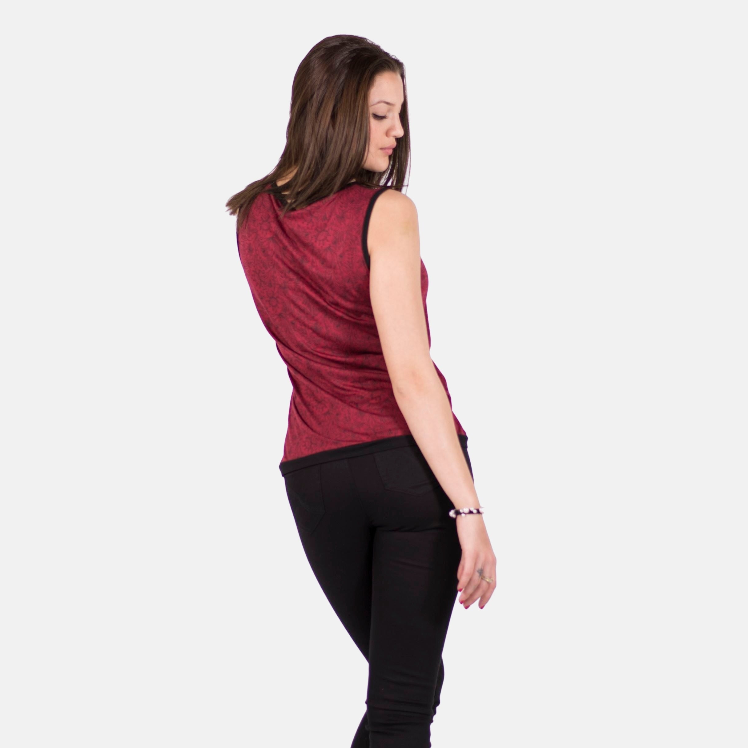 Top Mujer Tirantes Efecto Ante con Lentejuelas – Koroshi Rojo