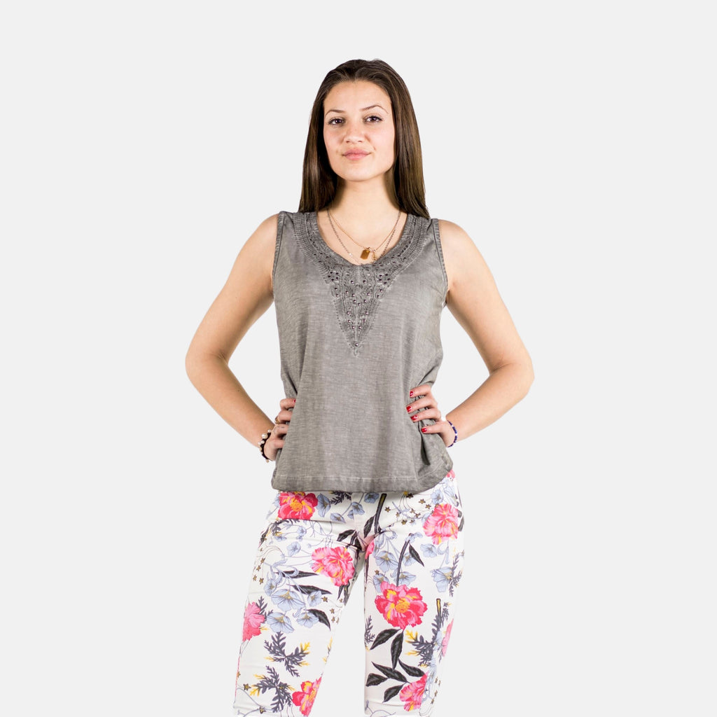 Top Tirantes Mujer Algodón con Crochet y Tachas – Koroshi 2012TP57