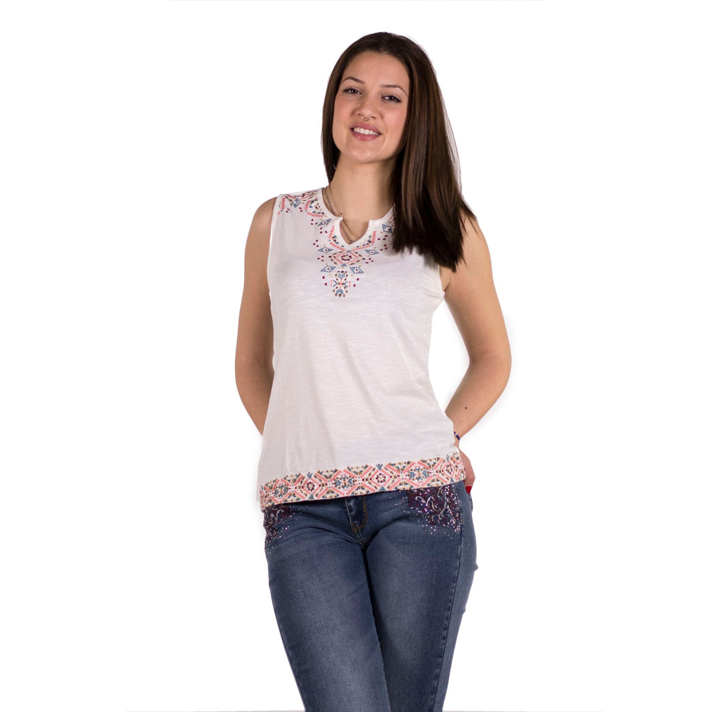 Top Tirantes Mujer Algodón con Bordado Étnico y Tachas – Koroshi 2012TP65