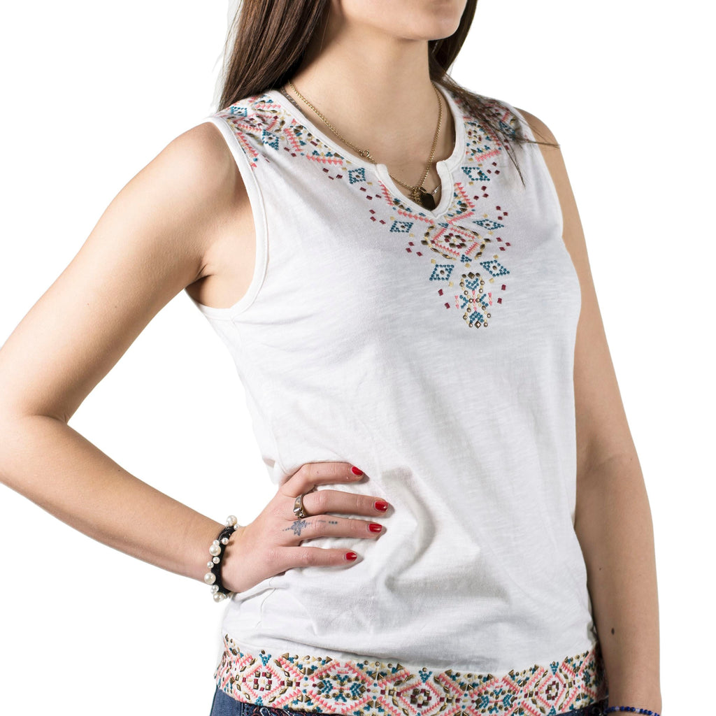 Top Tirantes Mujer Algodón con Bordado Étnico y Tachas – Koroshi 2012TP65