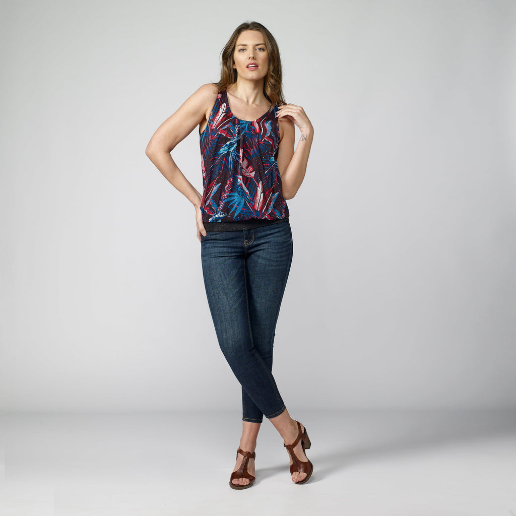 Top Sin Mangas Mujer Estampado Tropical – Koroshi Navy
