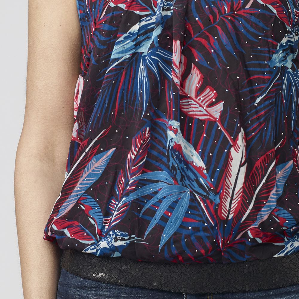 Top Sin Mangas Mujer Estampado Tropical – Koroshi Navy