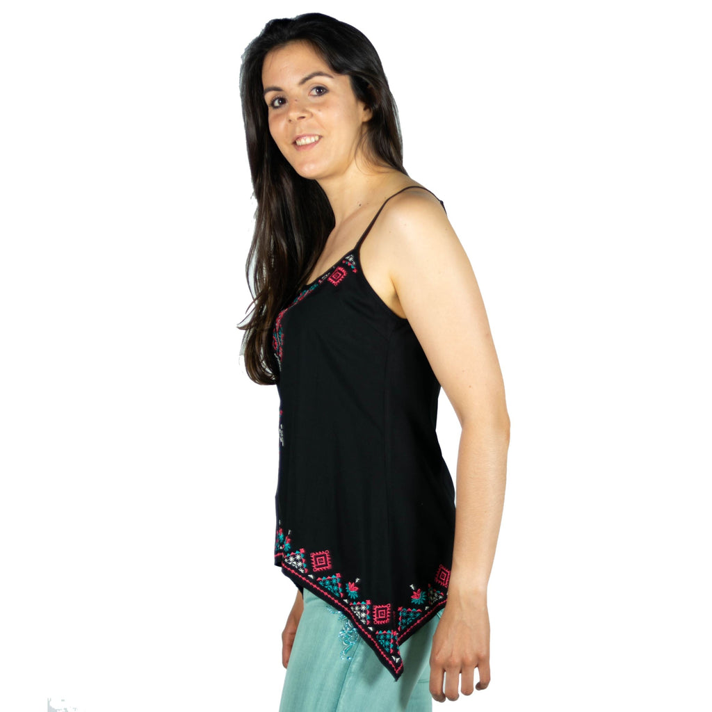 Top Tirantes Mujer Bordado Étnico Bajo Asimétrico – Koroshi 2012TP83