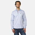 Camisa Hombre Manga Larga Oxford Estampado Texto Azul – Koroshi