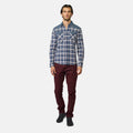 Camisa Hombre Manga Larga Cuadros Detalle Denim Navy – Koroshi