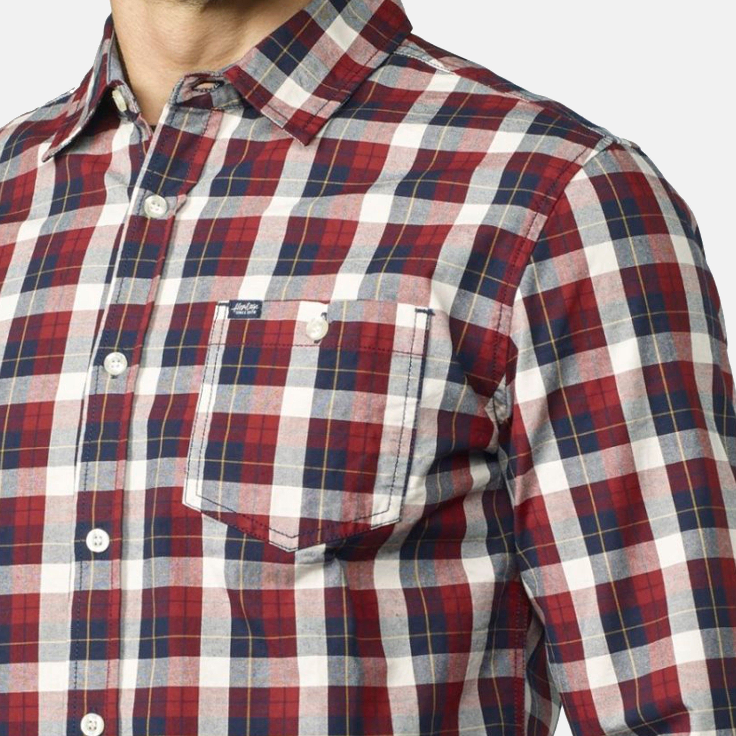 Camisa Hombre Manga Larga Cuadros Algodón Bolsillo – Koroshi 2021CL54