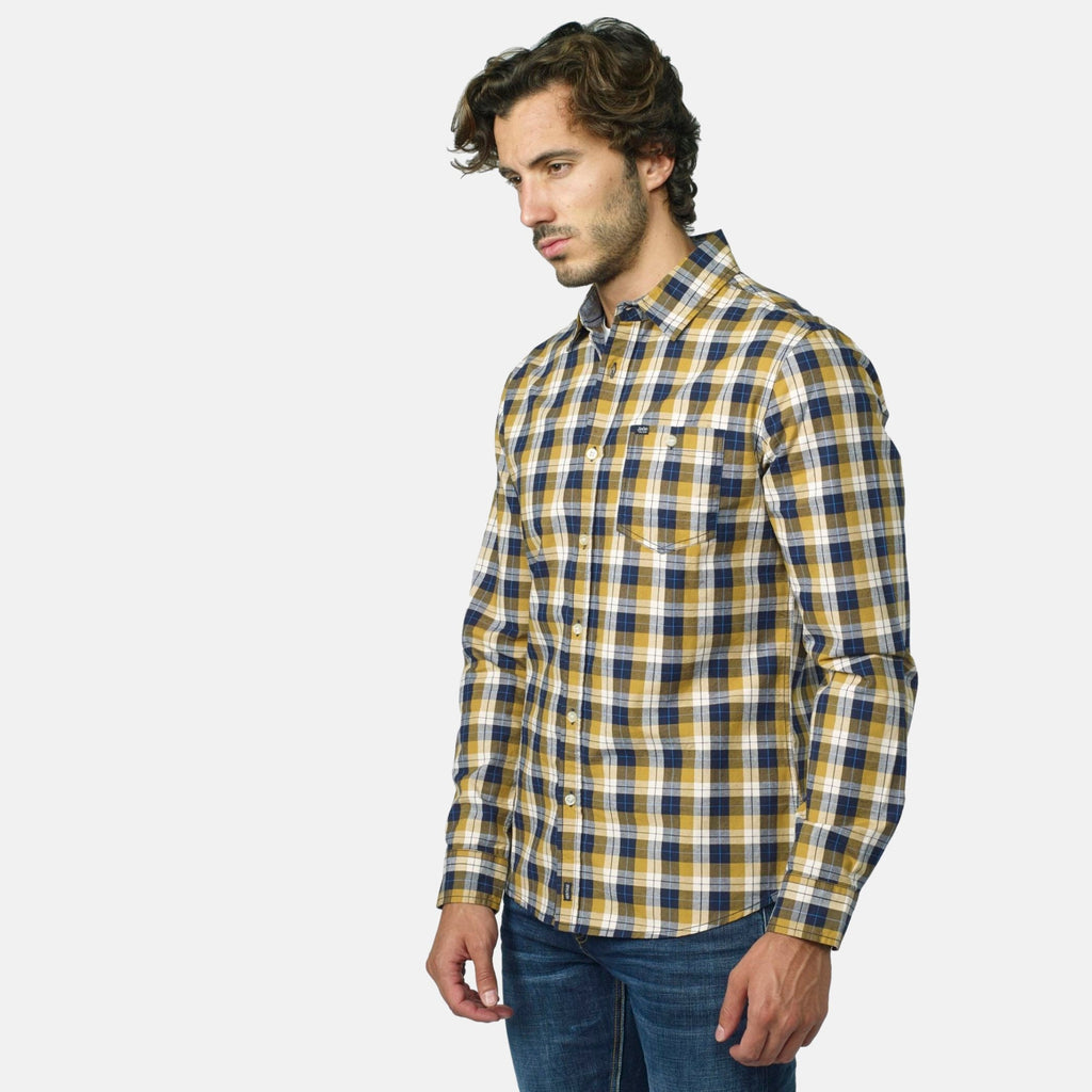 Camisa Hombre Manga Larga Cuadros Algodón Bolsillo – Koroshi 2021CL54