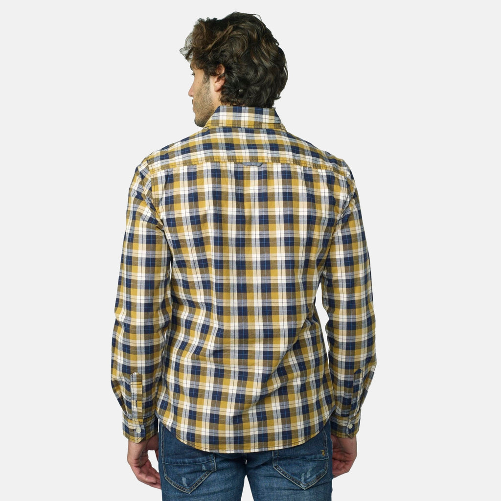 Camisa Hombre Manga Larga Cuadros Algodón Bolsillo – Koroshi 2021CL54
