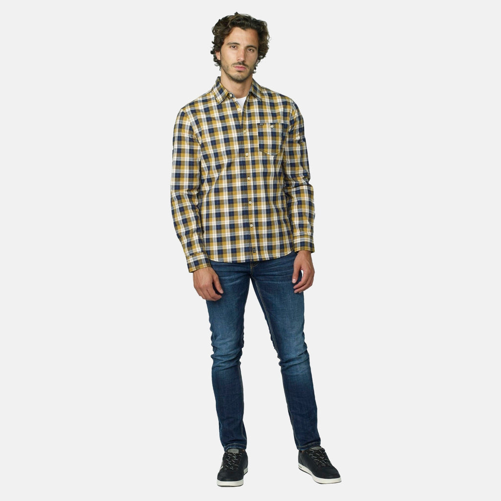 Camisa Hombre Manga Larga Cuadros Algodón Bolsillo – Koroshi 2021CL54
