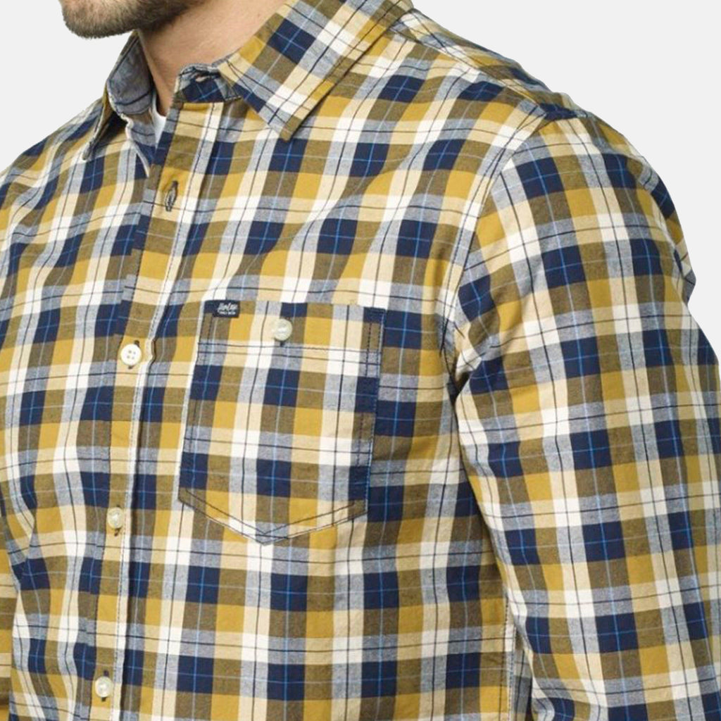 Camisa Hombre Manga Larga Cuadros Algodón Bolsillo – Koroshi 2021CL54