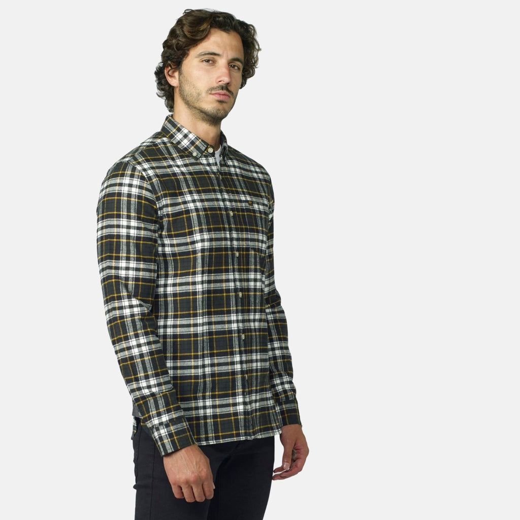 Camisa Hombre Manga Larga Cuadros Algodón Bolsillo – Koroshi 2021CL55