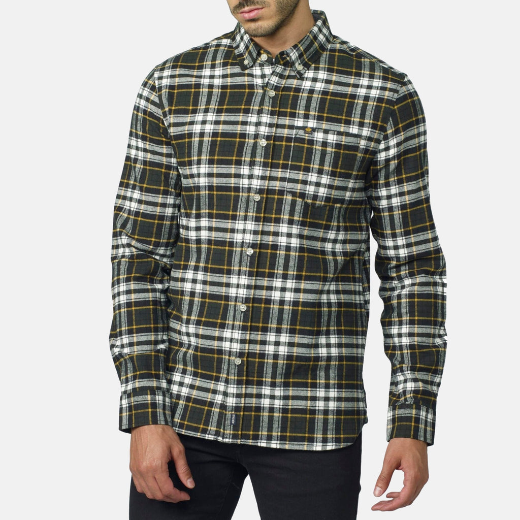 Camisa Hombre Manga Larga Cuadros Algodón Bolsillo – Koroshi 2021CL55