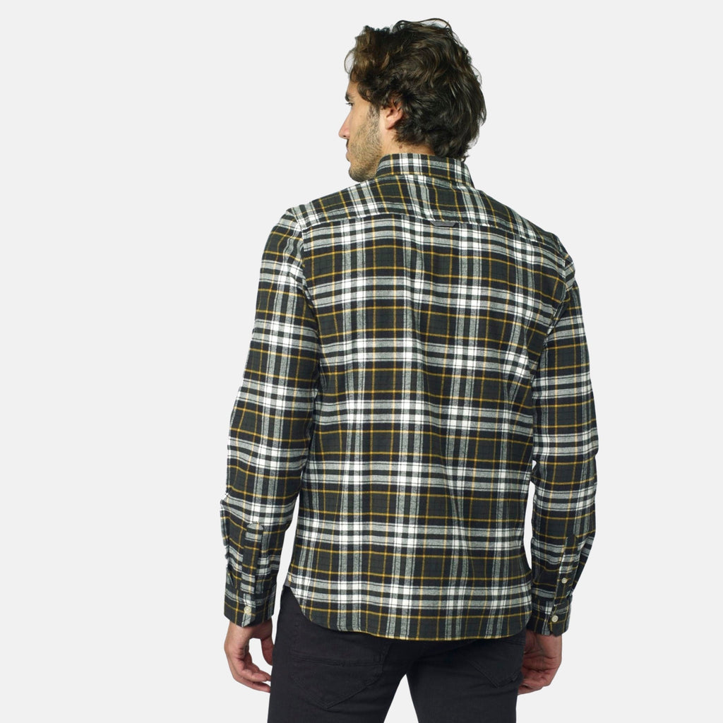 Camisa Hombre Manga Larga Cuadros Algodón Bolsillo – Koroshi 2021CL55