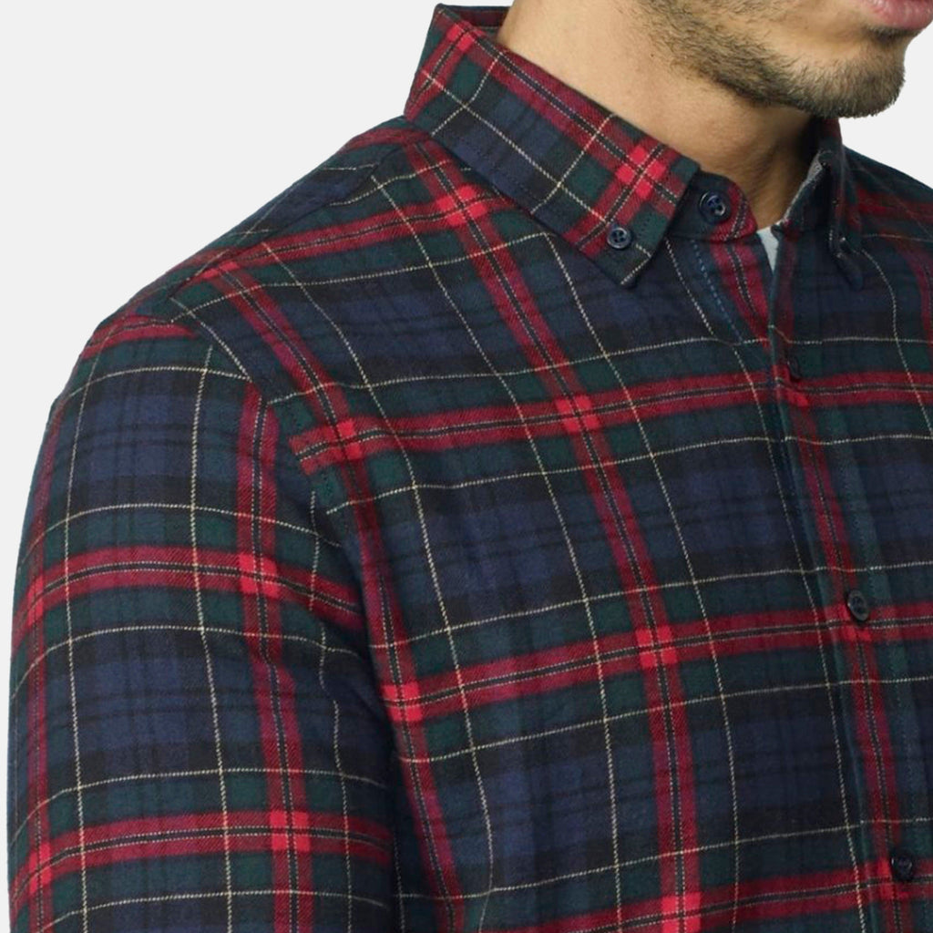 Camisa Hombre Manga Larga Cuadros Algodón Bolsillo – Koroshi 2021CL55