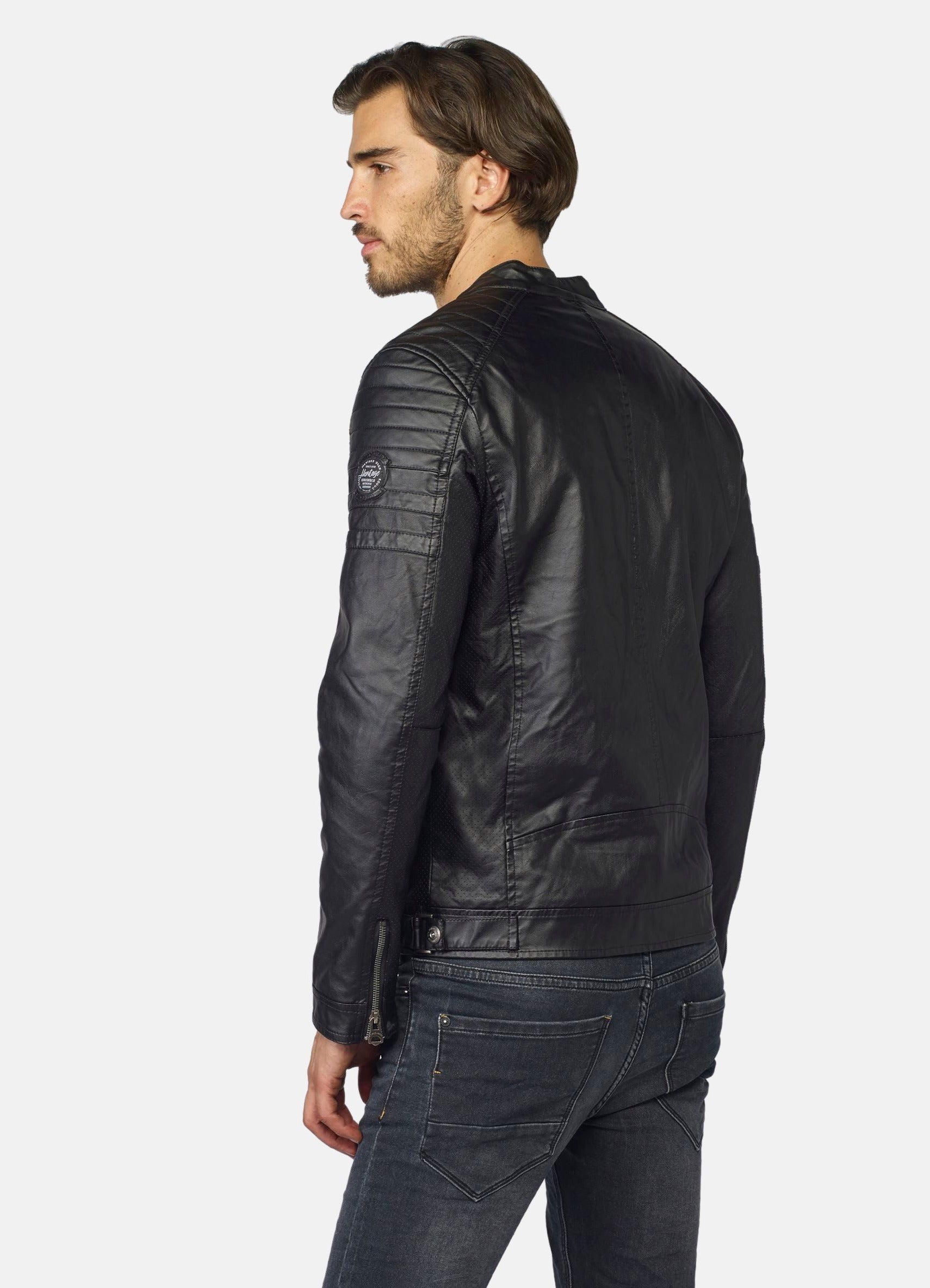 Cazadora Efecto Piel Hombre Cuello Mao Forro Pelito – Koroshi 2021JA03