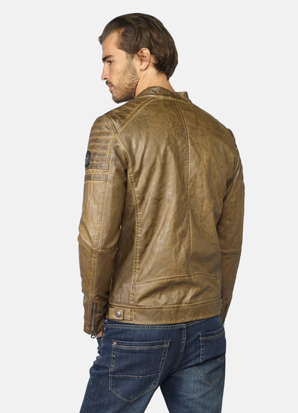 Cazadora Efecto Piel Hombre Cuello Mao Forro Pelito – Koroshi 2021JA03