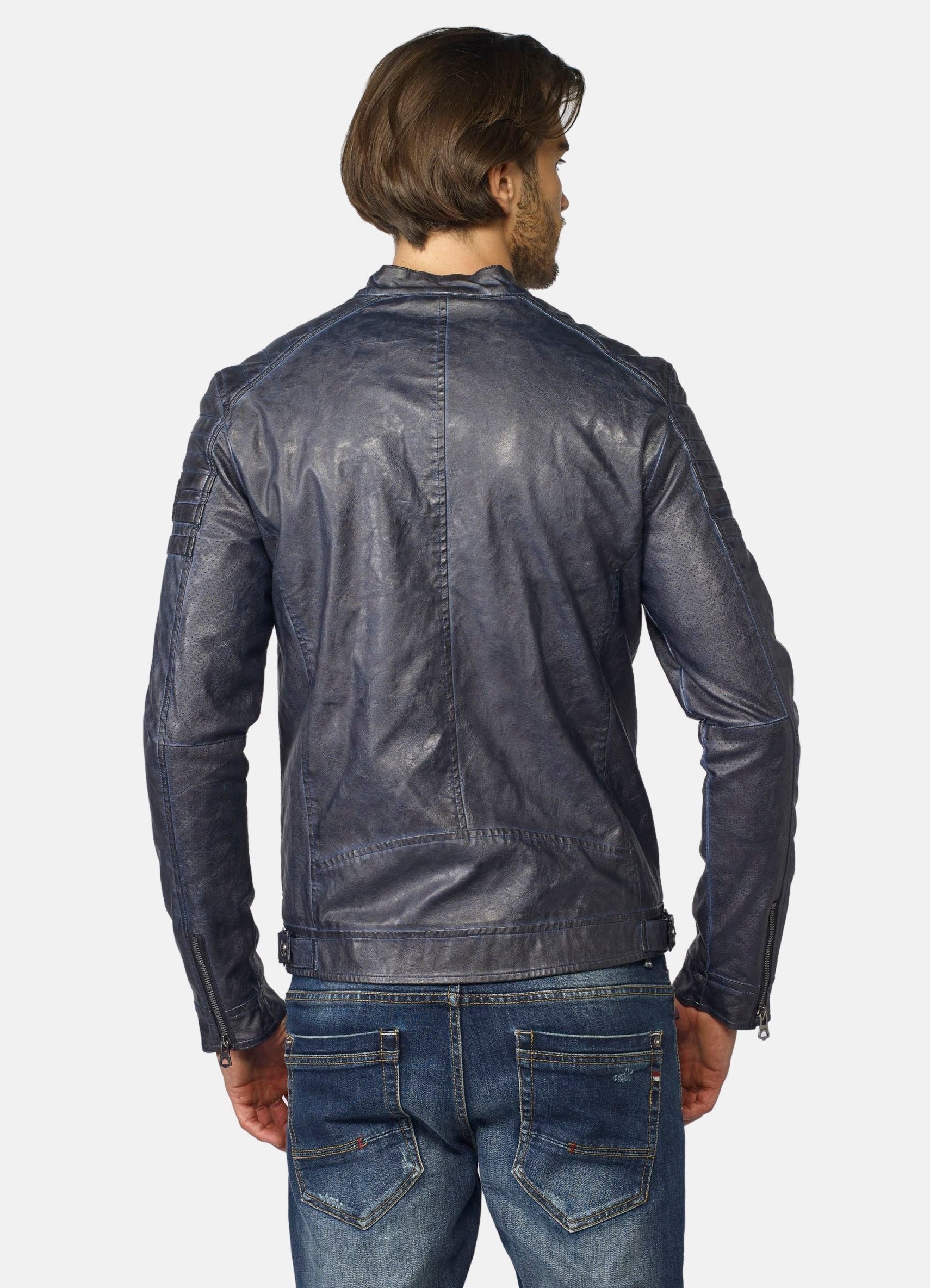 Cazadora Efecto Piel Hombre Cuello Mao Forro Pelito – Koroshi 2021JA03
