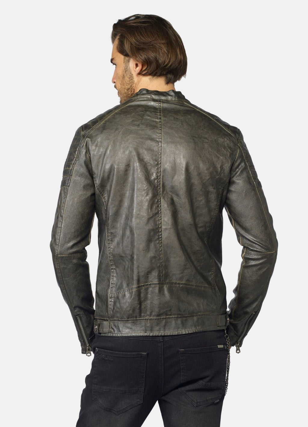 Cazadora Efecto Piel Hombre Cuello Mao Forro Pelito – Koroshi 2021JA03
