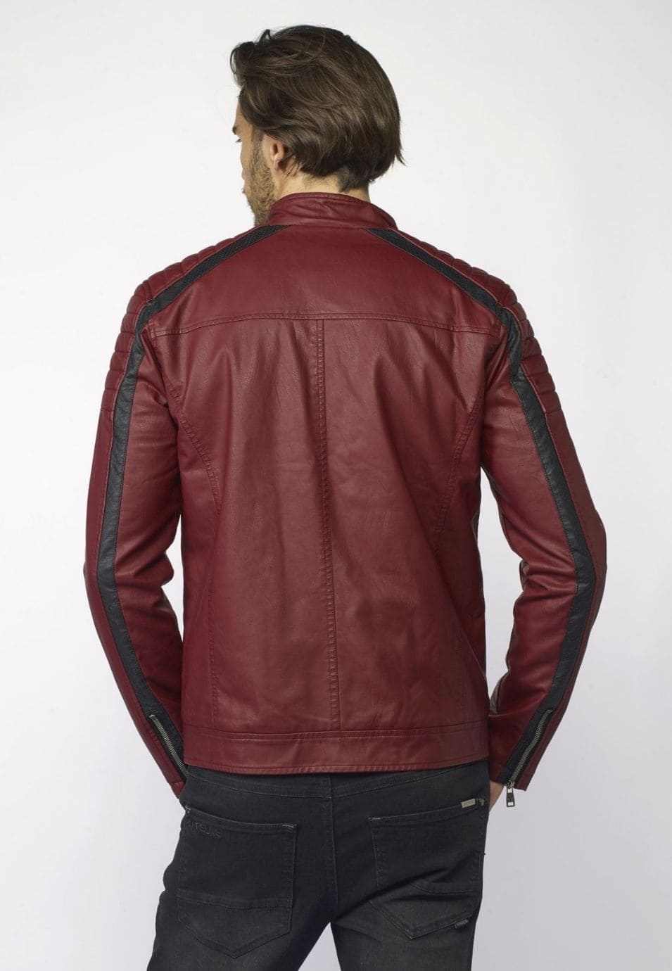 Cazadora Motera Efecto Piel Hombre Cuello Mao – Koroshi 2021JA06
