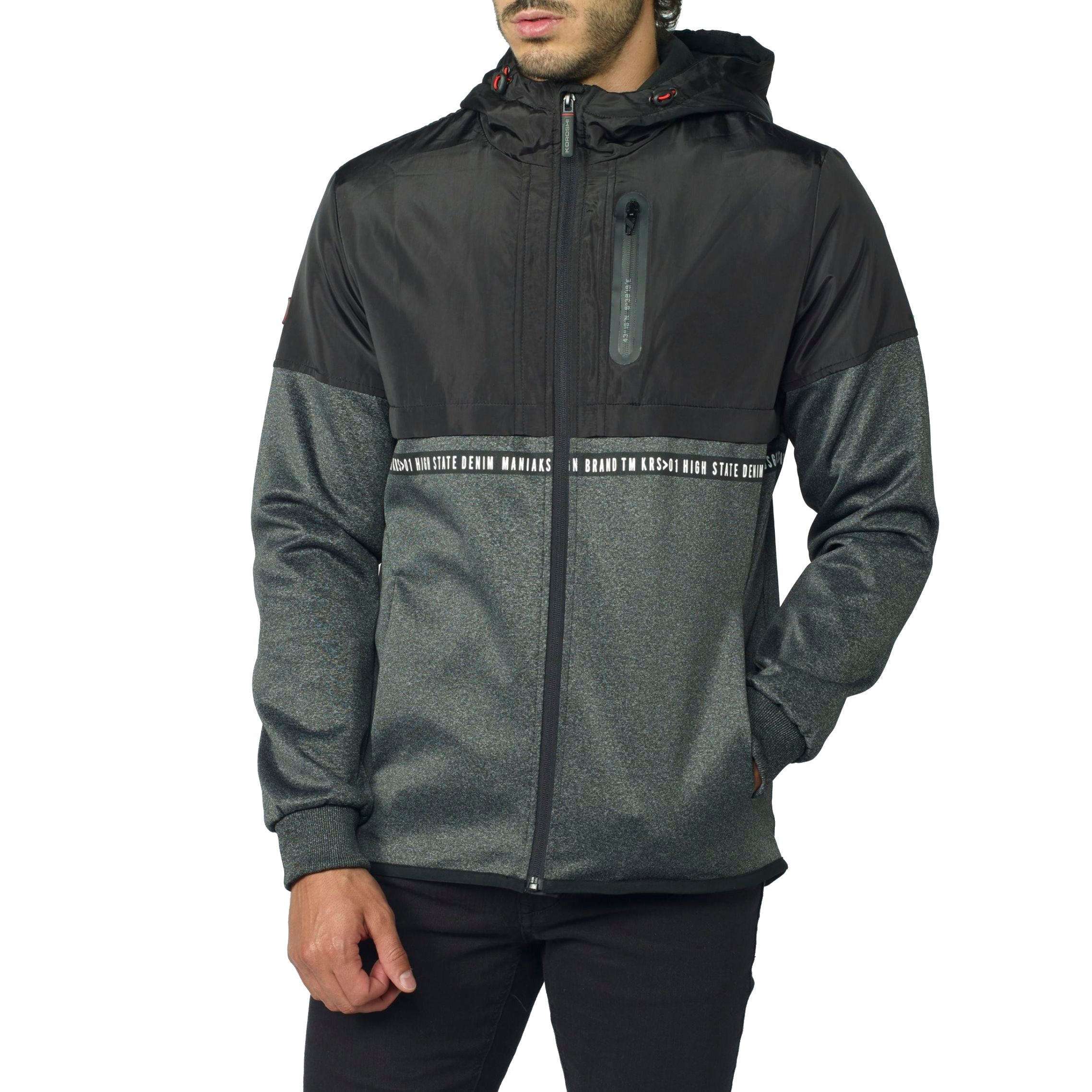 Chaqueta Hombre con Capucha Tejido Combinado – Koroshi 2021JA83