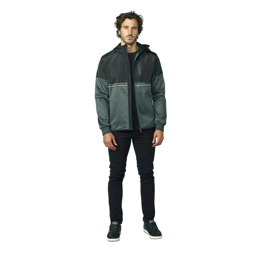 Chaqueta Hombre con Capucha Tejido Combinado – Koroshi 2021JA83