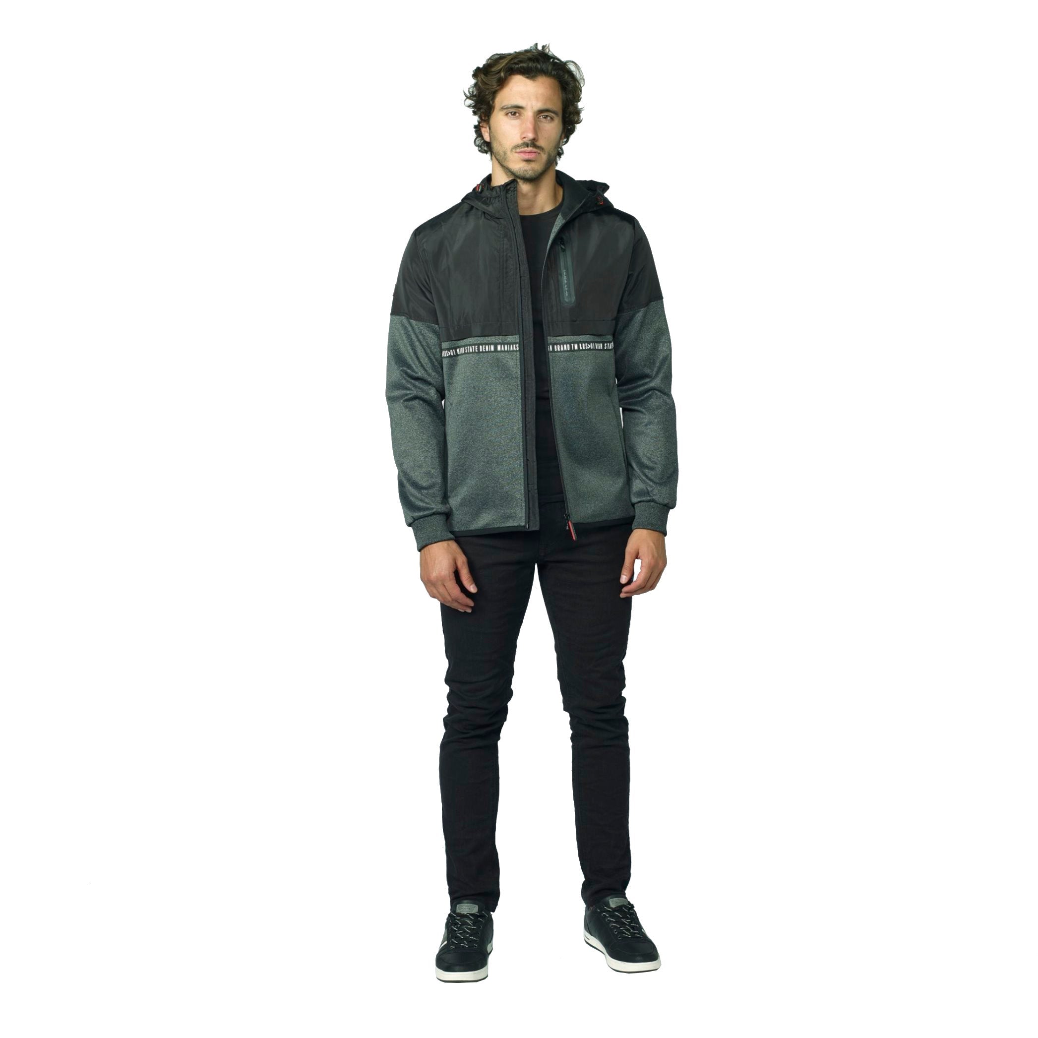 Chaqueta Hombre con Capucha Tejido Combinado – Koroshi 2021JA83
