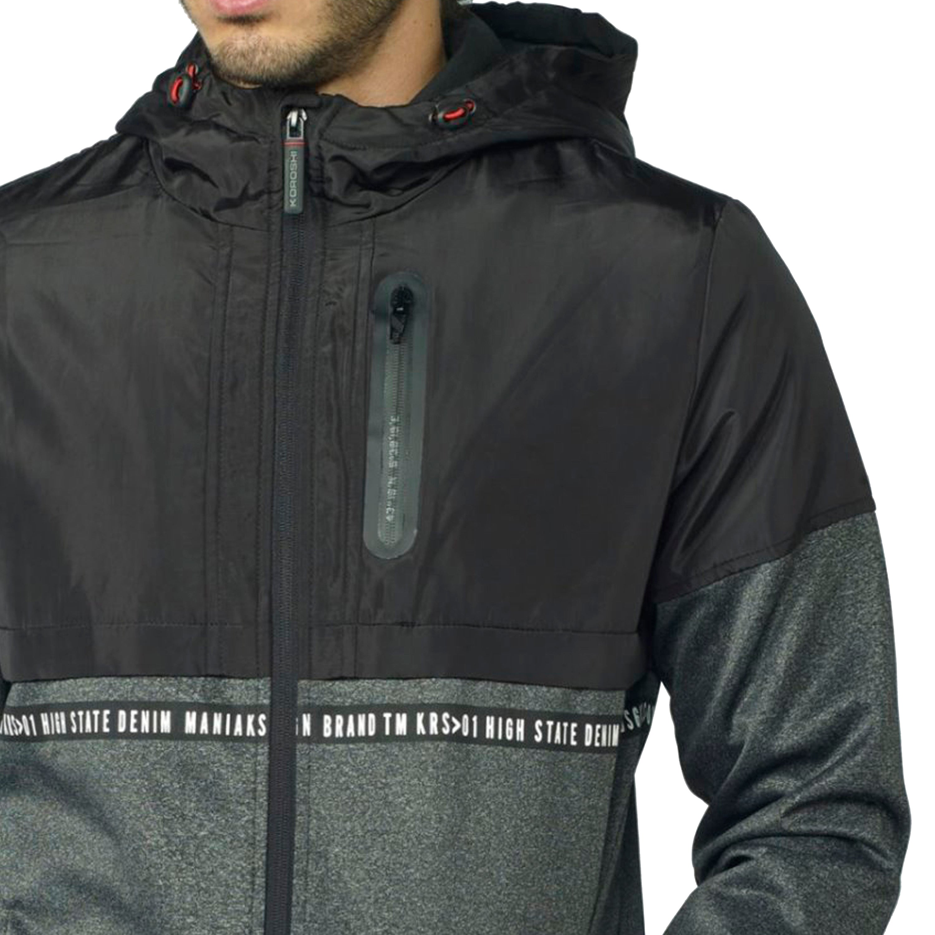 Chaqueta Hombre con Capucha Tejido Combinado – Koroshi 2021JA83