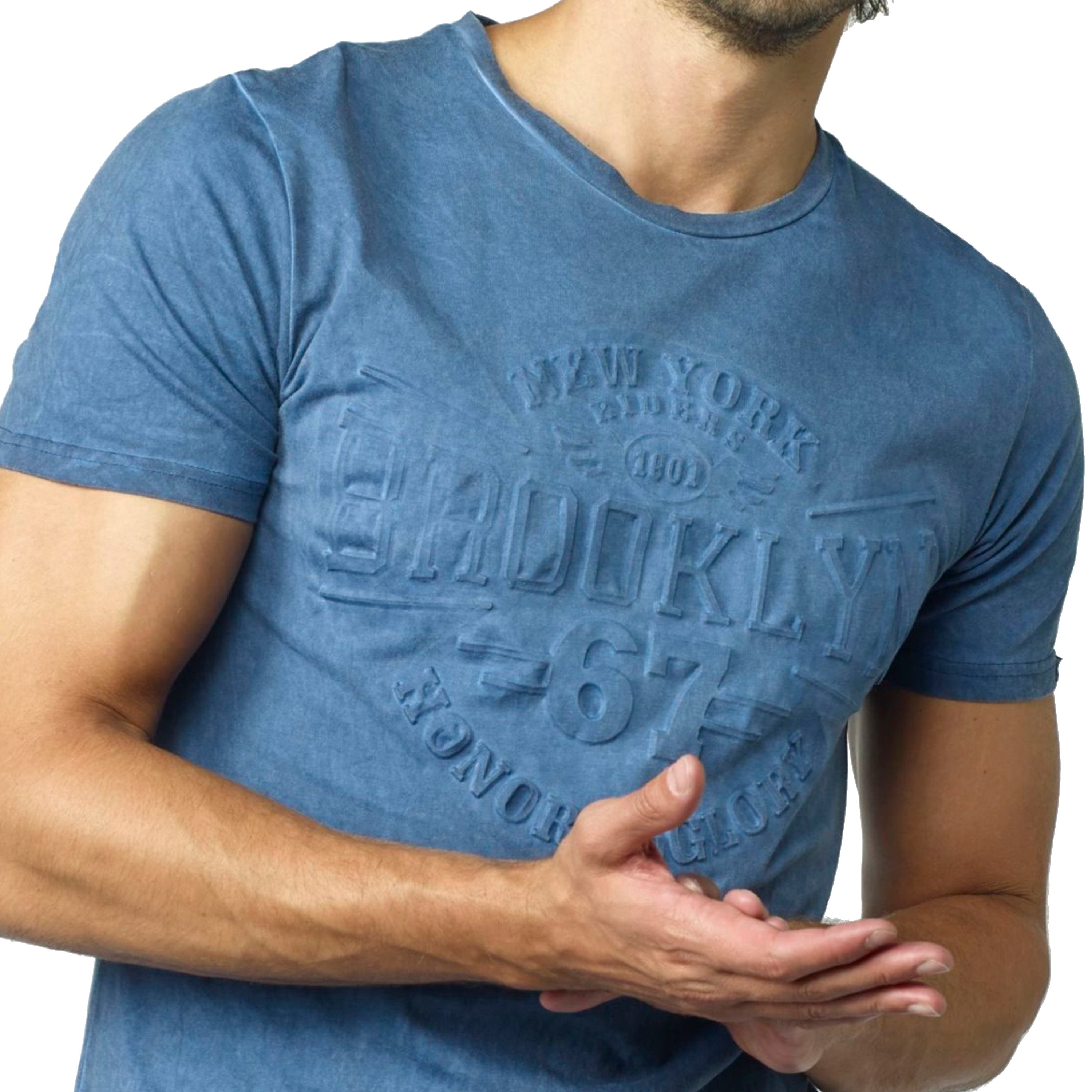 Camiseta Hombre Efecto Lavado Estampado en Relieve – Koroshi 2021MC09