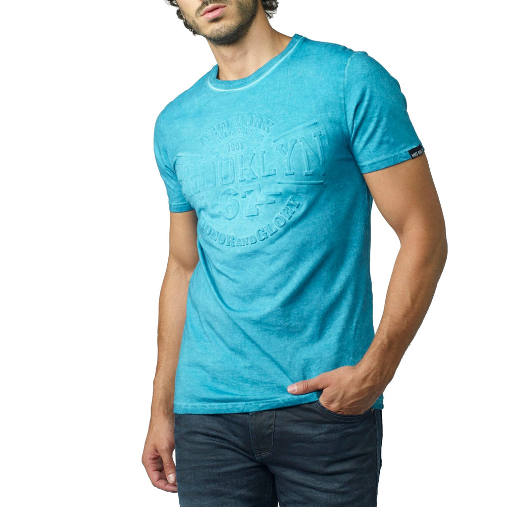Camiseta Hombre Efecto Lavado Estampado en Relieve – Koroshi 2021MC09
