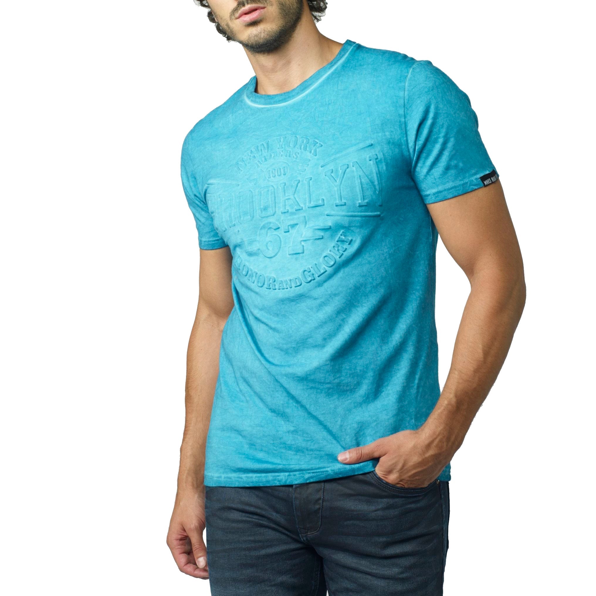 Camiseta Hombre Efecto Lavado Estampado en Relieve – Koroshi 2021MC09