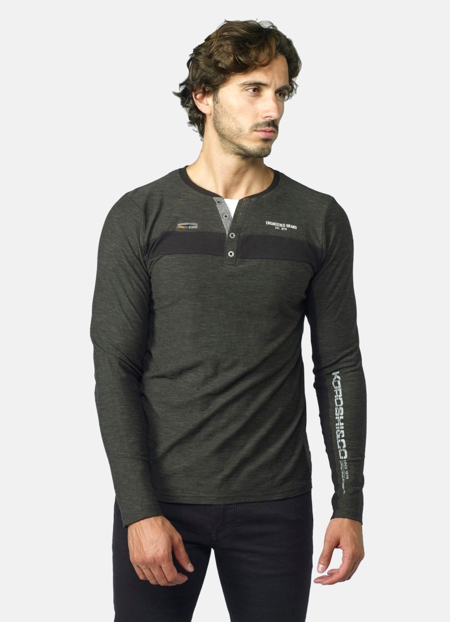 Camiseta Manga Larga Hombre Cuello Panadero Bicolor – Koroshi 2021ML03